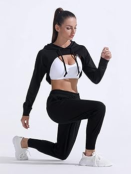 Amazon.com: FITTIN Cropped Top Hoodie Women - Long Sleeve Workout Super  Crop Top Sweatshirt Plus Size Gym Cute Cut-Out Pullover : Clothing, Shoes & 
